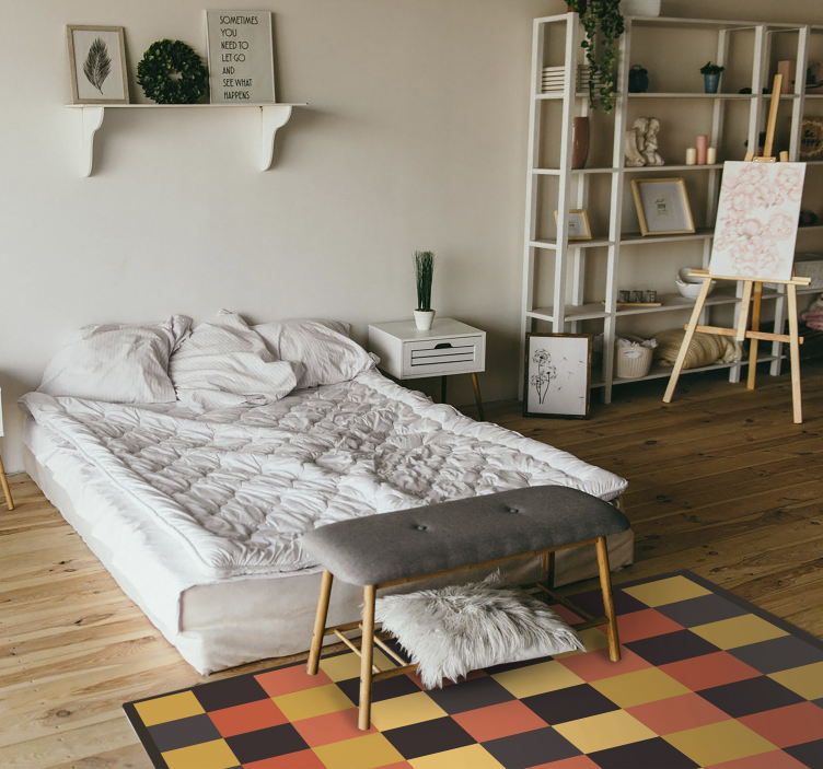 Vícebarevný čtvercový design moderní koberec - TenStickers