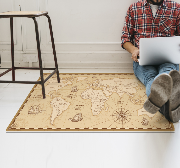 úžasný vintage mapa světa vinyl koberec - TenStickers