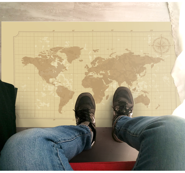 Vintage grafická mapa Vinylový koberec z celého světa - TenStickers