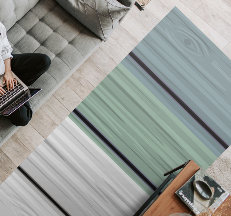 Vinylový koberec s efektem modrého a šedého dřeva - TenStickers