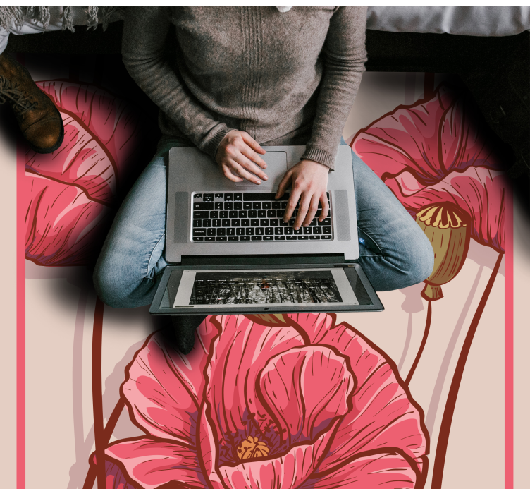 Vinylový koberec s květinami a rostlinami v moderním stylu - TenStickers