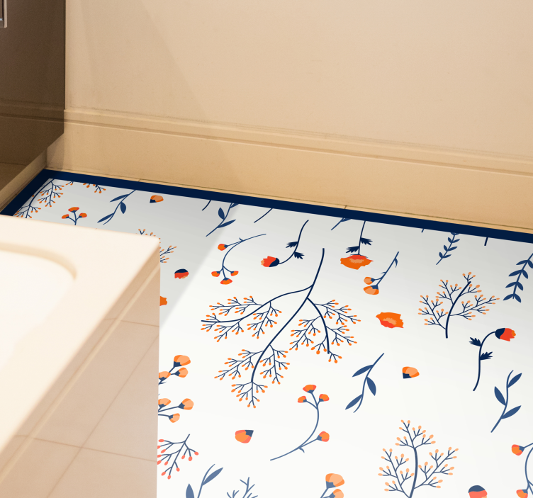 Vinylový koberec s květinami a rostlinami vzor větviček - TenStickers