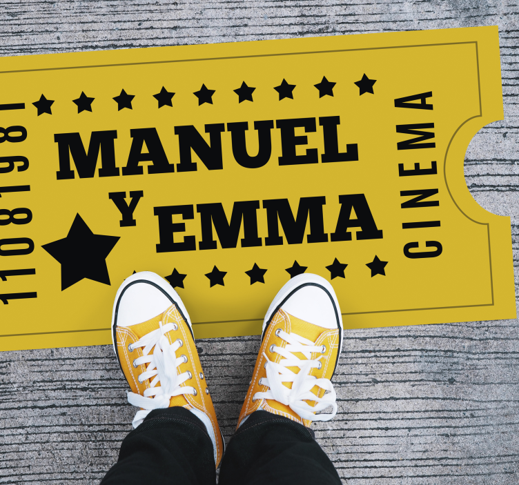 Retro lístek do kina přizpůsobená vinylový koberec - TenStickers