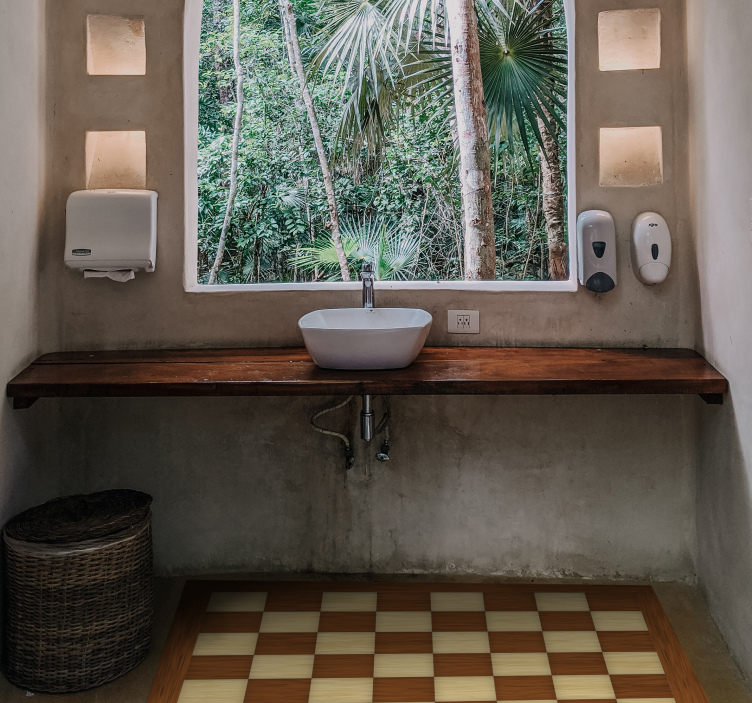 šachovnice Koupelnový vinylový koberec - TenStickers