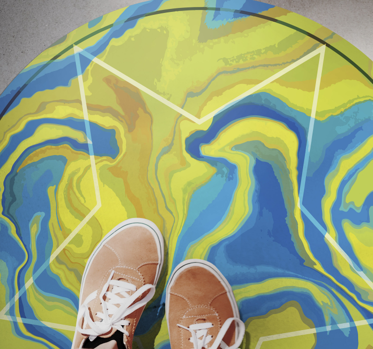 Modrá a žlutá hvězda vinylový koberec - TenStickers