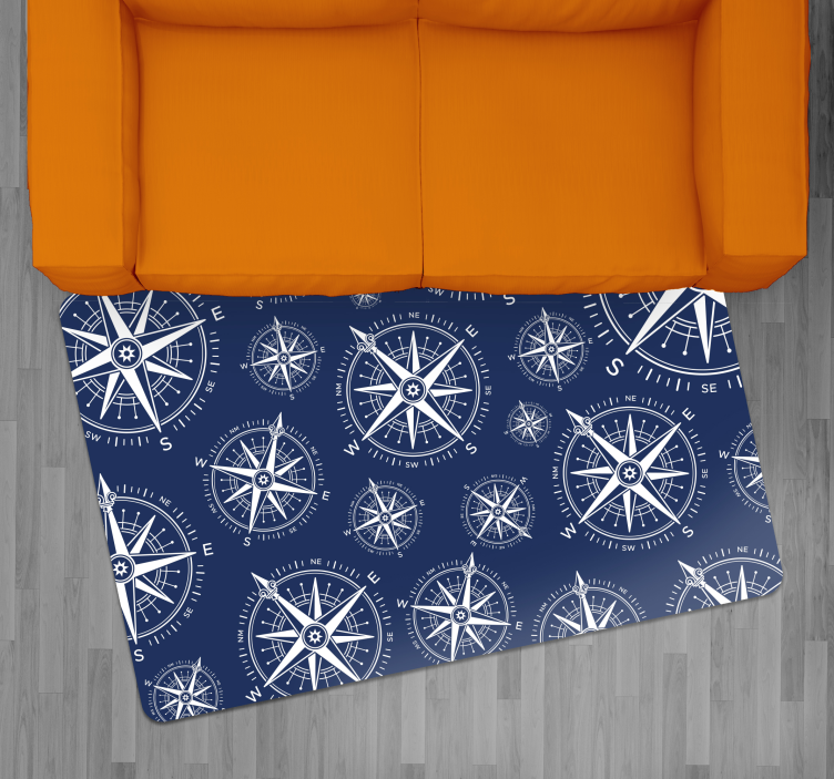 Vzor námořního kompasu Vinylový koberec z celého světa - TenStickers