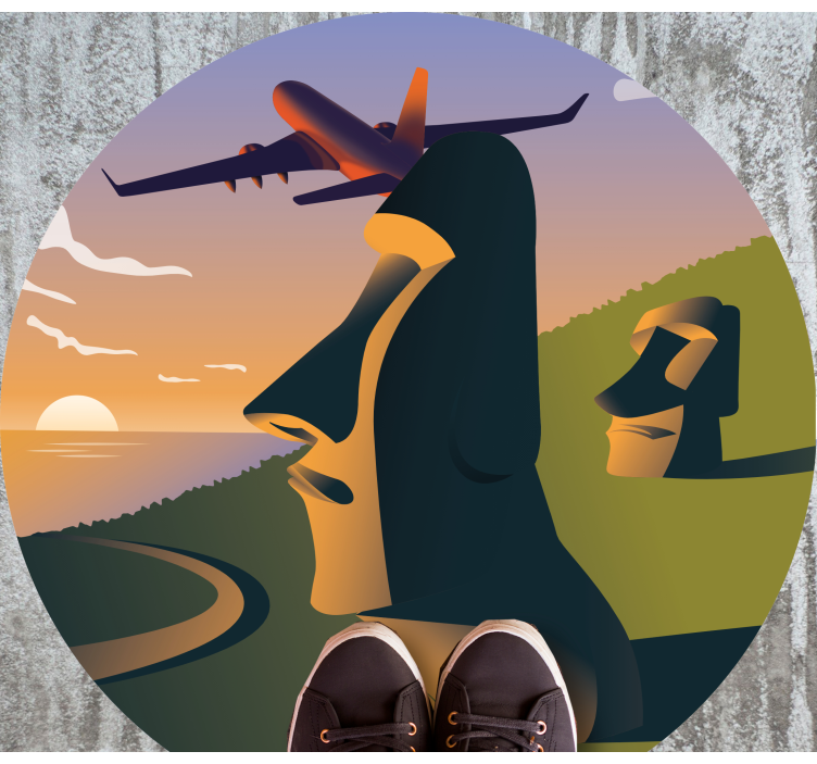 Západ slunce na velikonočním ostrově Kulatý vinylový koberec - TenStickers