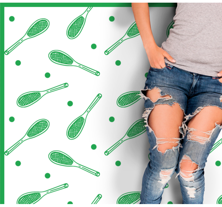 Obdélníkový koberec se zeleným a bílým tenisovým vzorem - TenStickers