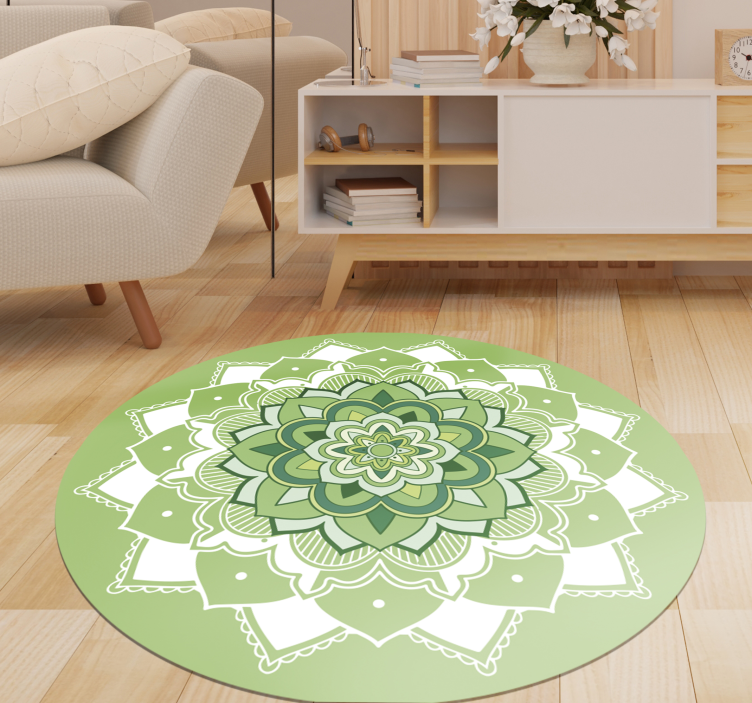Zelený květinový mandala vinyl koberec - TenStickers