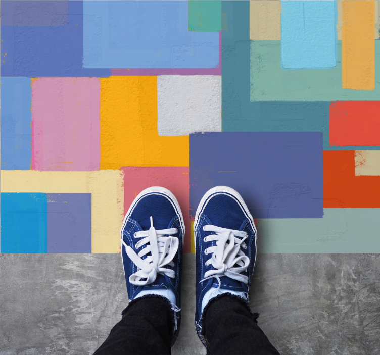 živé blokové uspořádání Geometrický vinylový koberec - TenStickers