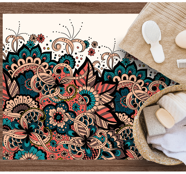 živé květinové prvky Mandala vinylový koberec - TenStickers