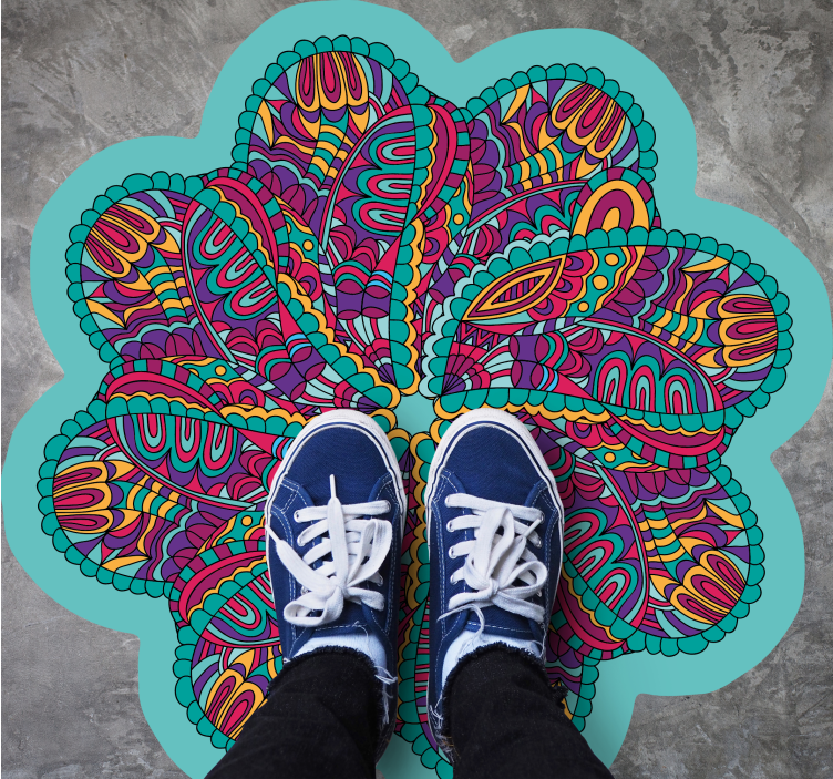 Zářivý barevný motiv Mandala vinylový koberec - TenStickers