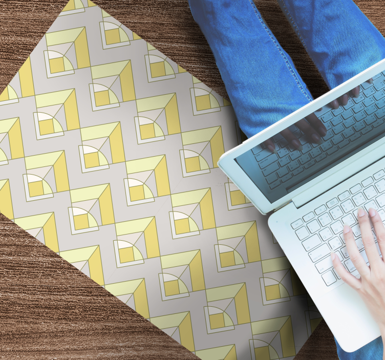 žlutý a šedý vzor Geometrický vinylový koberec - TenStickers