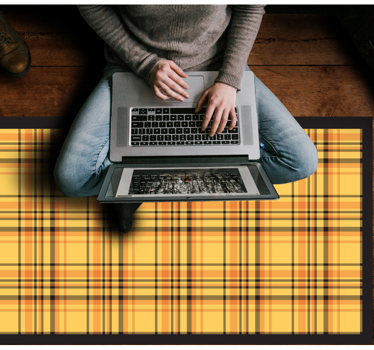 Koberec se žlutým kostkovaným vzorem do obývacího pokoje - TenStickers