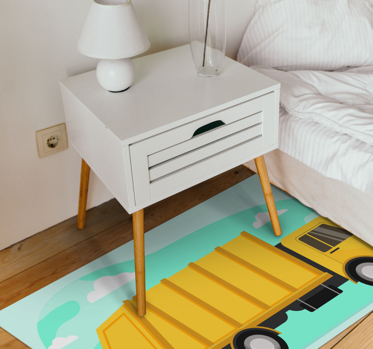 Dětský vinylový koberec žlutý popelářský vůz - TenStickers