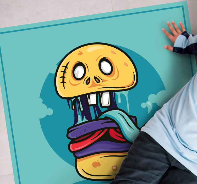 Zombie burger kreslený moderní koberec - TenStickers