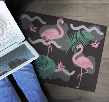 černá a plameňáci zvířecí vinylový koberec - TenStickers