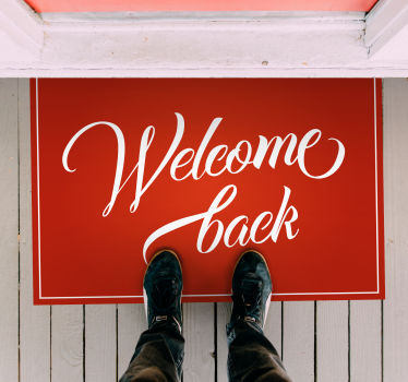 červený vinylový koberec welcome back home office - TenStickers