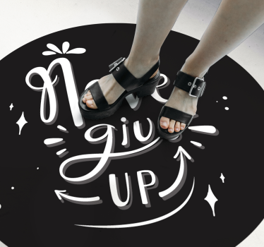 Vinylový koberec s frázemi Černý design nevzdávej se - TenStickers