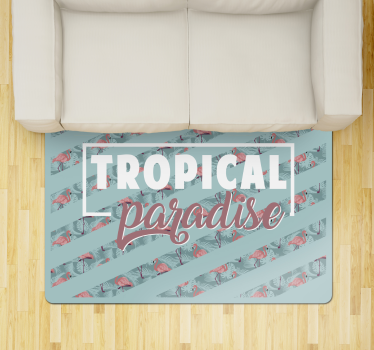 Tropický ráj text plameňáci zvířecí vinylový koberec - TenStickers