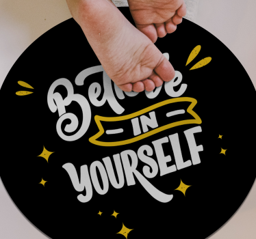 Věř v sebe, černý design Vinylový koberec s frázemi - TenStickers