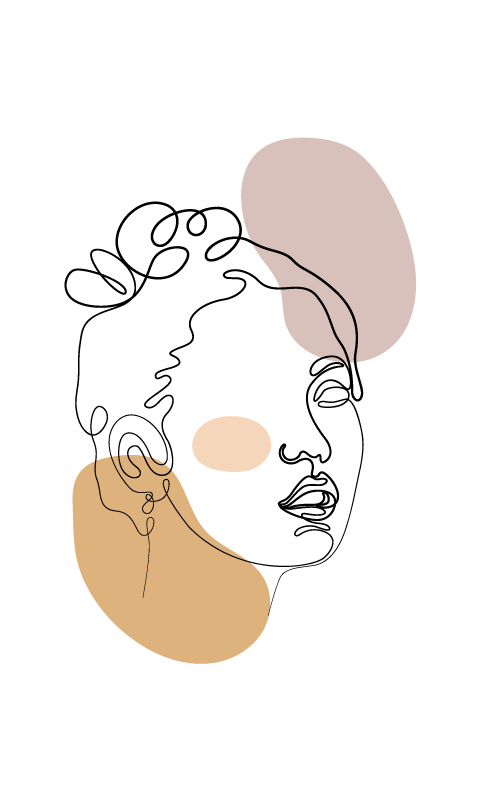 Abstraktní obličej a kruhy Bílý vinylový koberec - TenStickers