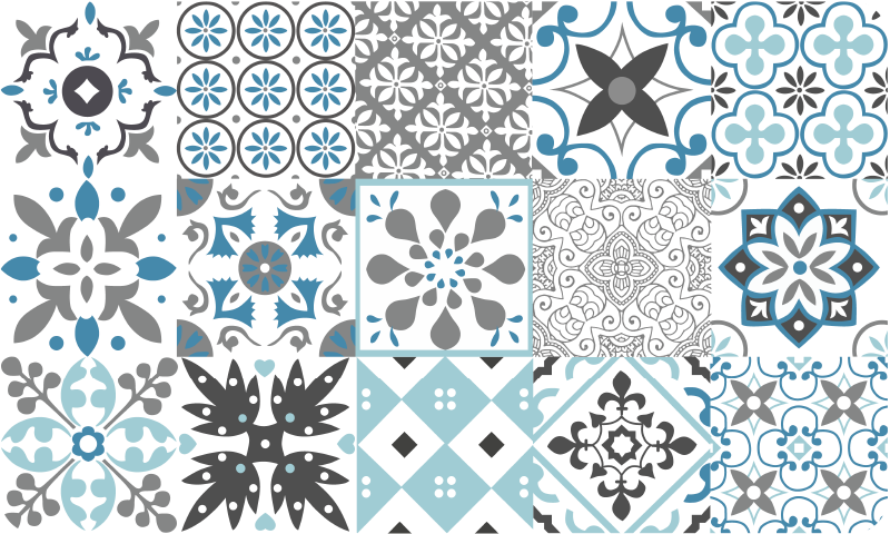 Modrá mozaika Kuchyňský vinylový koberec - TenStickers