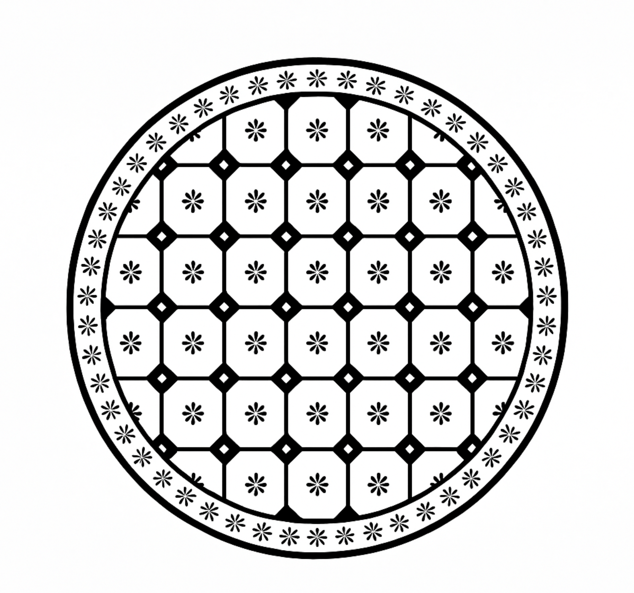 černobílý dlaždicový vzor Vinylový koberec v jídelně - TenStickers