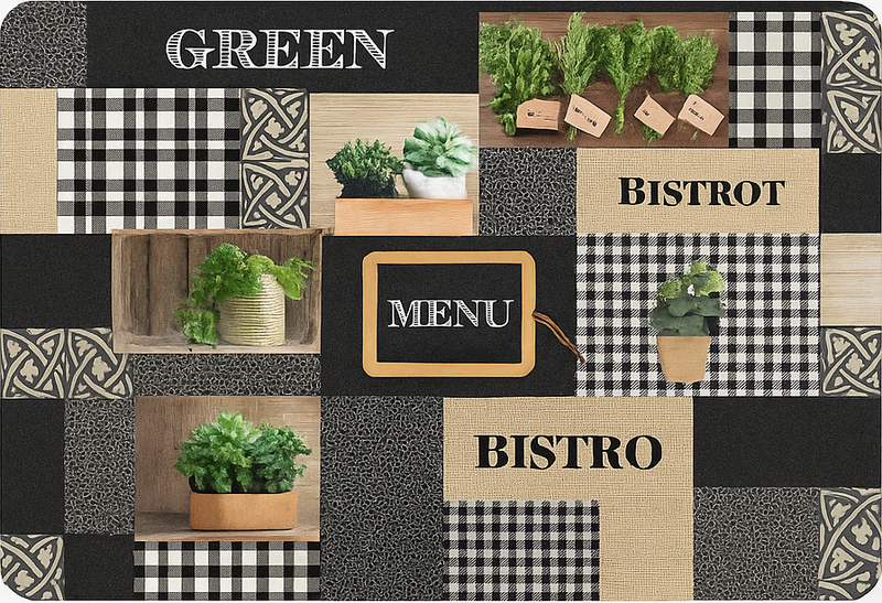 Kuchyňský vinylový koberec bistro v černobílé - TenStickers