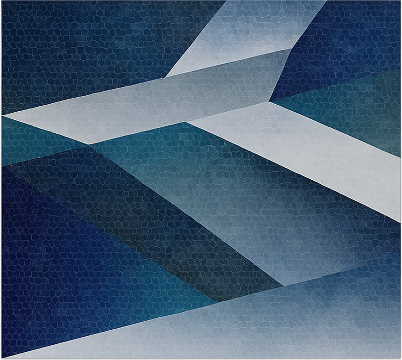 Vinylový koberec obývací pokoj s modrým vzorem střepů - TenStickers