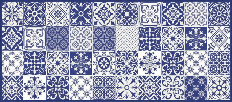 Kuchyňský vinylový koberec cobalt porcelánový koláž - TenStickers