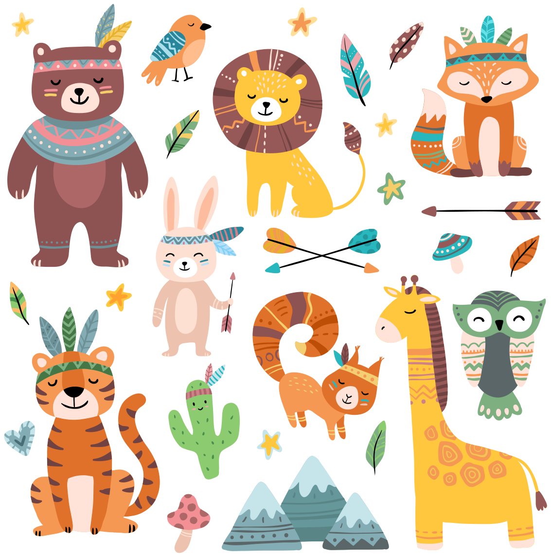 Zvířecí vinylový koberec s mláďaty divokých zvířat - TenStickers