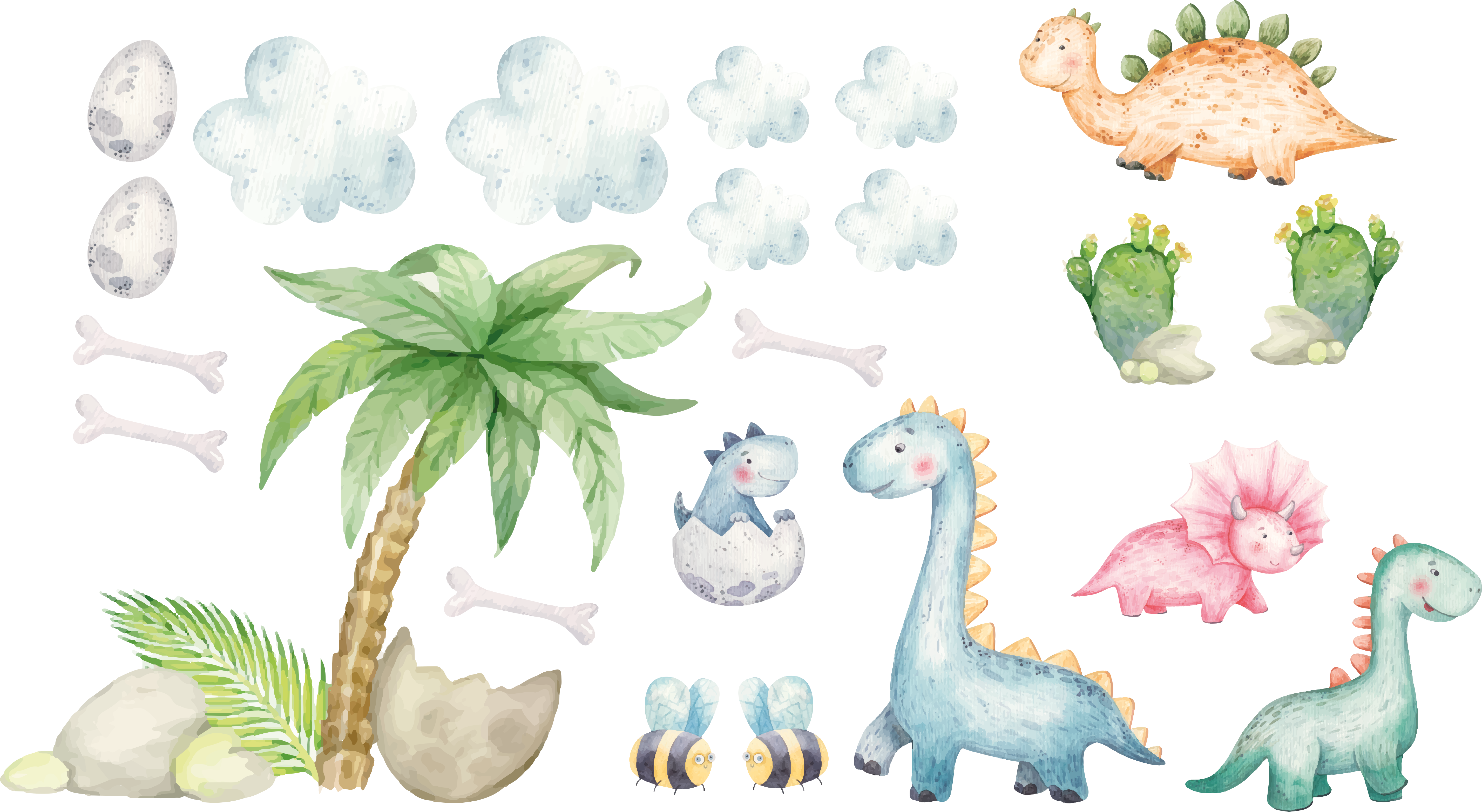 Zvířecí vinylový koberec roztomilí vodovkoví dinosauři - TenStickers