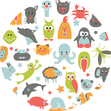 Zvířecí vinylový koberec zvířata v kruhu - TenStickers