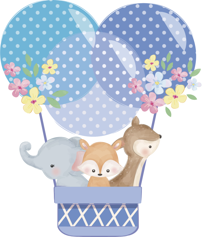 Zvířecí vinylový koberec s balónky a zvířaty - TenStickers