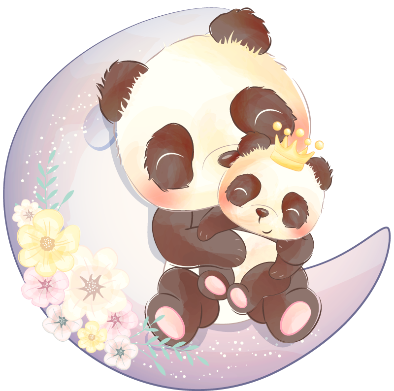 Zvířecí vinylový koberec dva pandi na měsíci - TenStickers