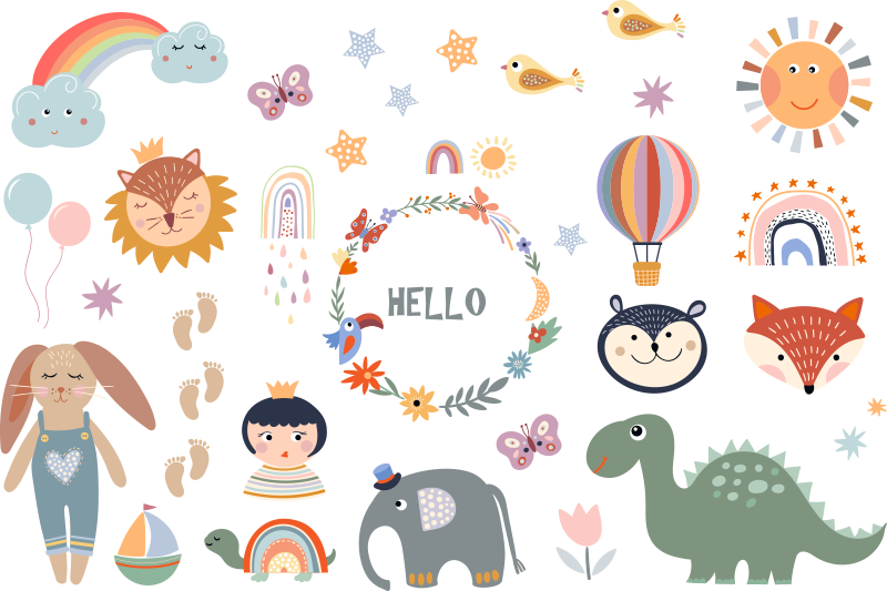 Zvířecí vinylový koberec s květinovými prvky - TenStickers