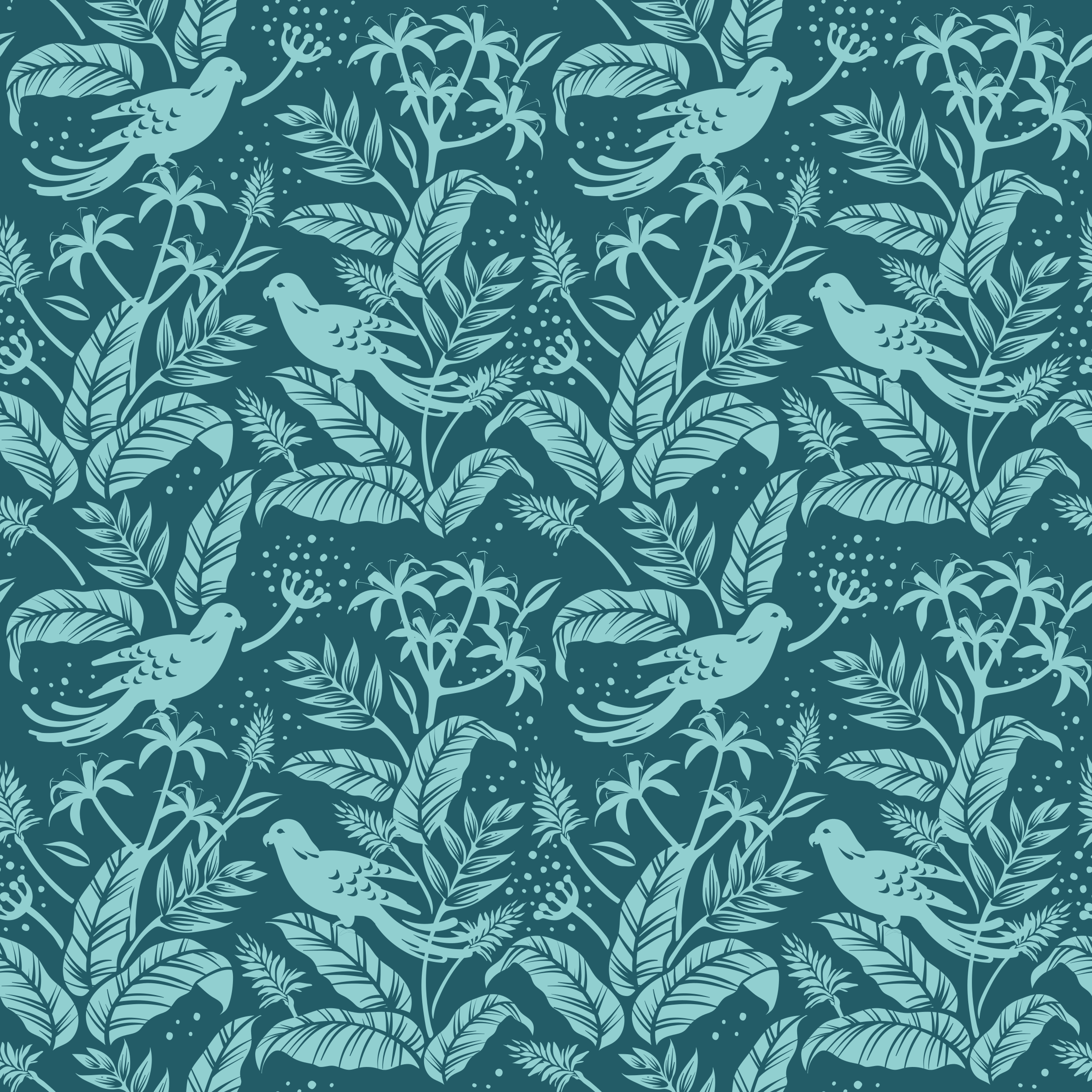 Zvířecí vinylový koberec s tyrkysovými ptáky - TenStickers