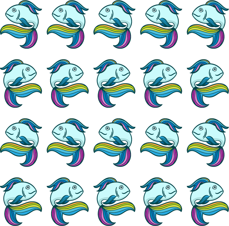 Zvířecí vinylový koberec modrá neonová ryba - TenStickers