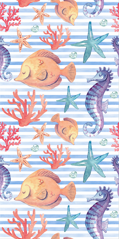 Zvířecí vinylový koberec mořský životní dlaždice - TenStickers