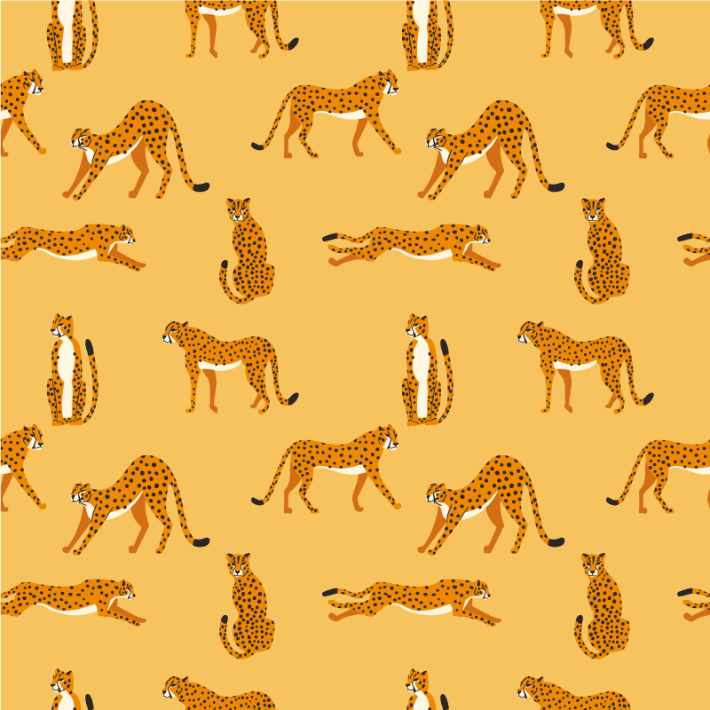Zvířecí vinylový koberec s grafickým vzorem žlutých leopardů - TenStickers