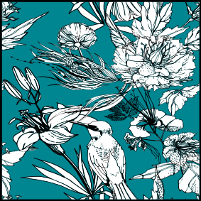 Zvířecí vinylový koberec s elegantním vzorem bílých ptáků - TenStickers