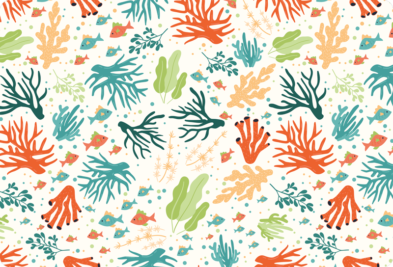 Zvířecí vinylový koberec barevný korál - TenStickers