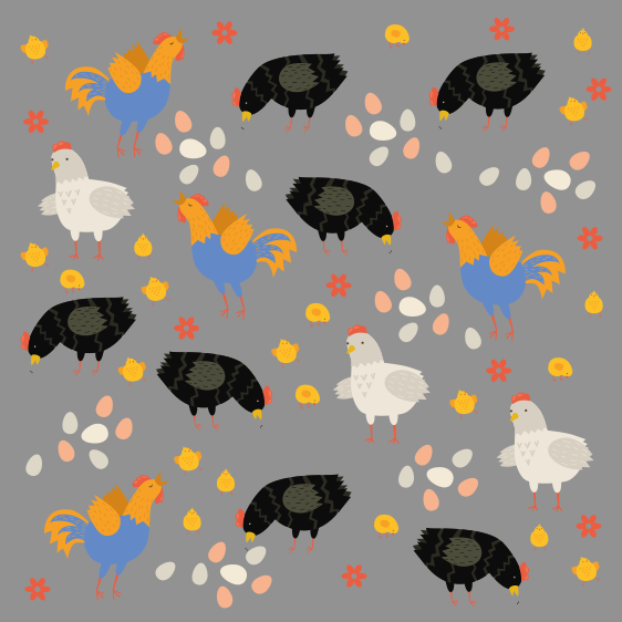 Zvířecí vinylový koberec s motivem slepic v ohradě - TenStickers