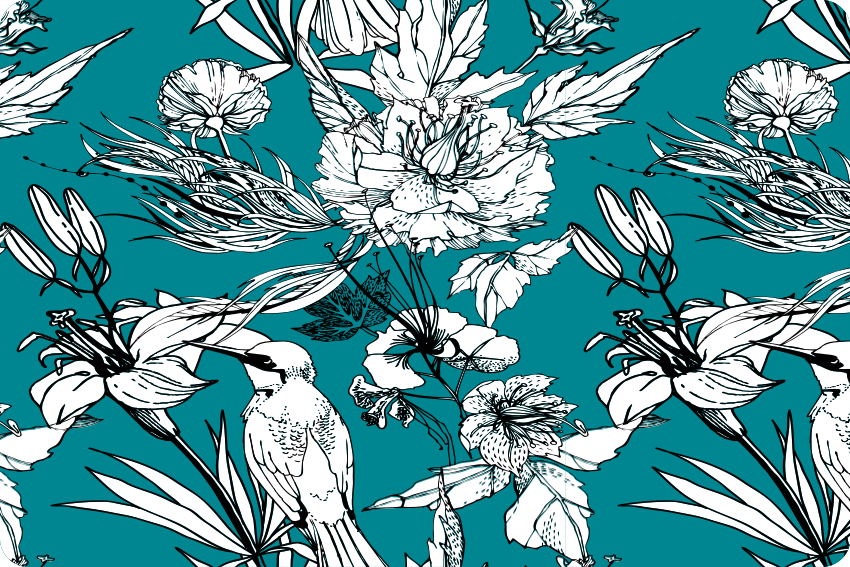 Zvířecí vinylový koberec elegantní vzor bílých ptáků - TenStickers