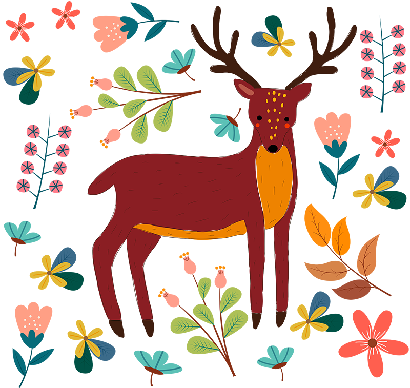 Zvířecí vinylový koberec s veselou ilustrací jelena - TenStickers