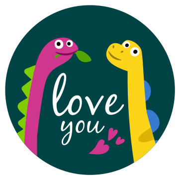 Zvířecí vinylový koberec roztomilá dinosauří láska - TenStickers