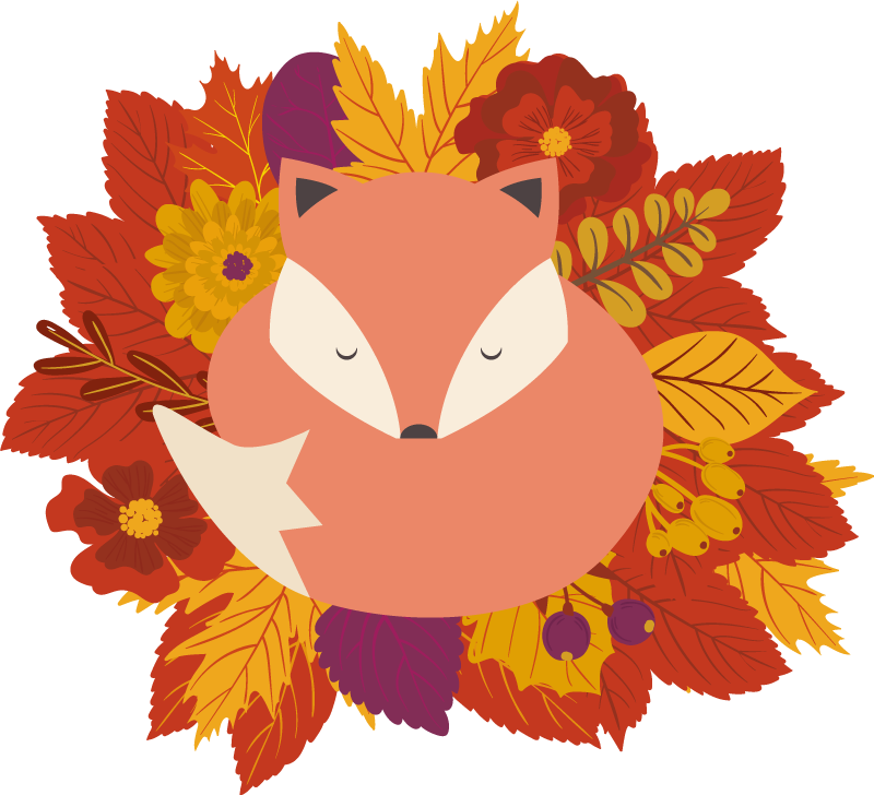 Zvířecí vinylový koberec liška s listy - TenStickers