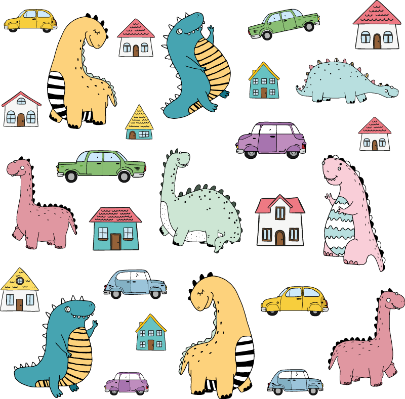Zvířecí vinylový koberec s barevnými dinosaury - TenStickers