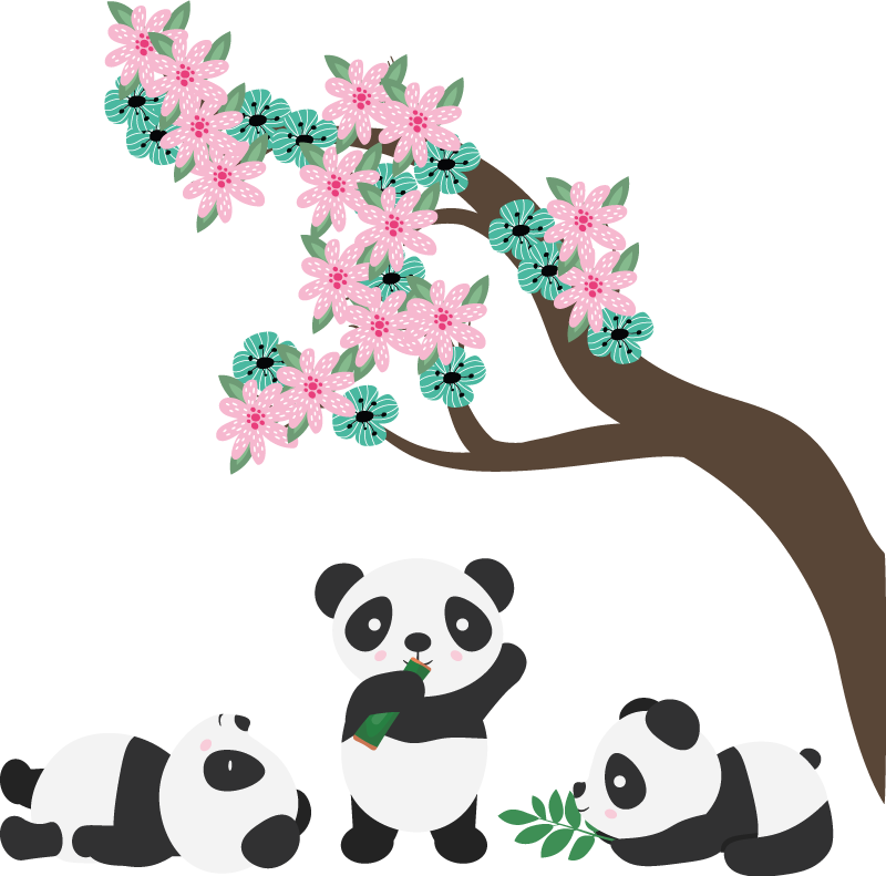 Zvířecí vinylový koberec klanu roztomilých pand - TenStickers